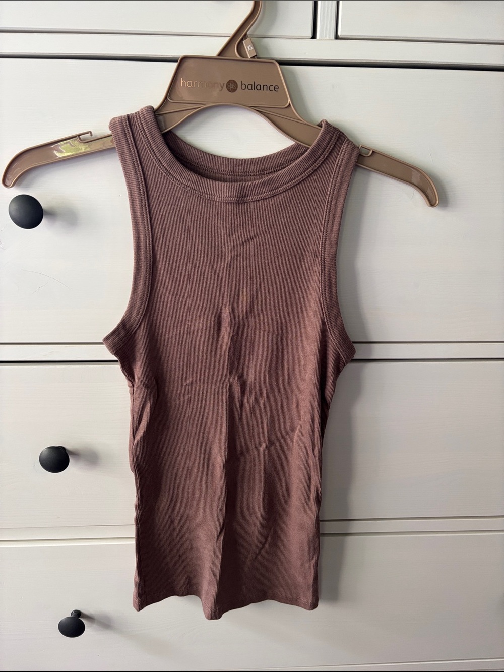 Ribbed Sleeveless Tank Top - Mauve Brown